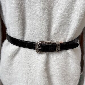Brighton reversible belt Black / brown croc embossed Leather /Silver Buckle
Sz M